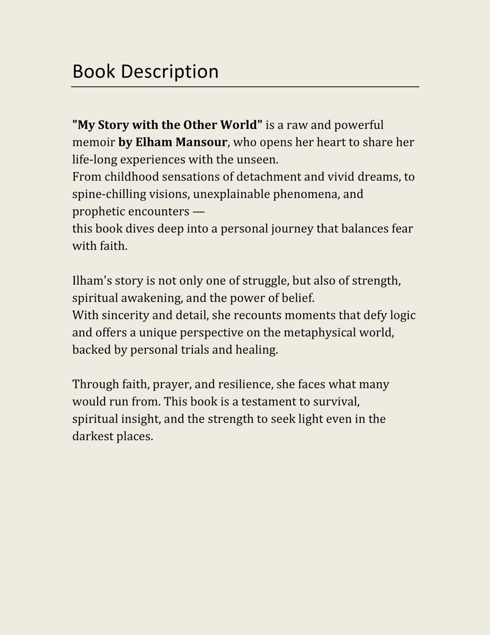 My Story With The Other World "By Elham Mansour" Season 1